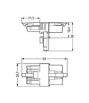 T-distribution connector; 5-pole; Cod. A; 1 input; 2 outputs; 2 locking levers; white