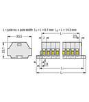 2-conductor terminal strip; suitable for Ex e II applications; 11-pole; without push-buttons; with fixing flanges; for screw or similar mounting types; Fixing hole 3.2 mm Ø; 4 mm²; CAGE CLAMP®; 4,00 mm²; light gray