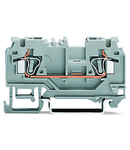 2-conductor through terminal block; 4 mm²; with test port; without shield contact; center marking; for DIN-rail 35 x 15 and 35 x 7.5; CAGE CLAMP®; 4,00 mm²; orange