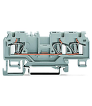 3-conductor through terminal block; 4 mm²; with test port; with shield contact; center marking; for DIN-rail 35 x 15 and 35 x 7.5; CAGE CLAMP®; 4,00 mm²; blue