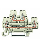 Double-deck terminal block; Ground conductor/through terminal block; PE/L; suitable for Ex e II applications; for DIN-rail 35 x 15 and 35 x 7.5; 2.5 mm²; CAGE CLAMP®; 2,50 mm²; light gray