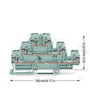 Component terminal block; triple-deck; with diode 1N4007; Anode, bottom; for DIN-rail 35 x 15 and 35 x 7.5; 2.5 mm²; CAGE CLAMP®; 2,50 mm²; gray