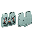 2-conductor end terminal block; without push-buttons; with fixing flange M3; for screw or similar mounting types; Fixing hole 3.2 mm Ø; 2.5 mm²; CAGE CLAMP®; 2,50 mm²; light gray