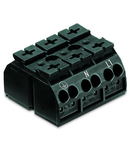 4-conductor chassis-mount terminal strip; suitable for Ex e II applications; 3-pole; PE-N-L1; without ground contact; 1 snap-in foot per pole; 4 mm²; 4,00 mm²; black