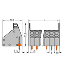 2-conductor PCB terminal block; 1.5 mm²; Pin spacing 5 mm; 11-pole; Push-in CAGE CLAMP®; 1,50 mm²; gray