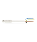 pre-assembled connecting cable; Eca; Plug/open-ended; 4-pole; Cod. A; H05Z1Z1-F 4G 1.5 mm²; 8 m; 1,50 mm²; white