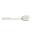 pre-assembled connecting cable; Eca; Plug/open-ended; 4-pole; Cod. A; H05Z1Z1-F 4G 1.5 mm²; 7 m; 1,50 mm²; white