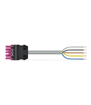 pre-assembled connecting cable; Eca; Socket/open-ended; 5-pole; Cod. B; 7 m; 1,50 mm²; pink