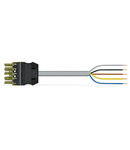 pre-assembled connecting cable; Eca; Socket/open-ended; 5-pole; Cod. B; 7 m; 1,50 mm²; light green