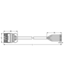 pre-assembled connecting cable; Eca; Socket/open-ended; 5-pole; Cod. B; 5 m; 1,50 mm²; gray