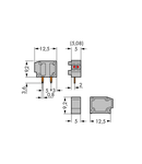 Stackable 2-conductor PCB terminal block; 0.75 mm²; Pin spacing 5/5.08 mm; 1-pole; PUSH WIRE®; 0,75 mm²; light gray