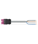pre-assembled connecting cable; Eca; Socket/open-ended; 4-pole; Cod. B; Control cable 4 x 1.0 mm²; 7 m; 1,00 mm²; pink