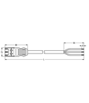 pre-assembled connecting cable; Eca; Plug/open-ended; 3-pole; Cod. B; 6 m; 1,50 mm²; gray