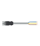 pre-assembled connecting cable; Socket/open-ended; 3-pole; Cod. B; 8 m; 1,50 mm²; gray