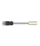 pre-assembled connecting cable; Socket/open-ended; 3-pole; Cod. B; 4m; 1,50 mm²; gray