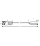 pre-assembled connecting cable; Eca; Socket/open-ended; 3-pole; Cod. B; H05VV-F 3 x 1.0 mm²; 6 m; 1,00 mm²; gray