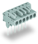 Female connector for rail-mount terminal blocks; 0.6 x 1 mm pins; angled; Pin spacing 5 mm; 19-pole; gray