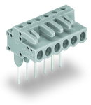 Female connector for rail-mount terminal blocks; 0.6 x 1 mm pins; angled; Pin spacing 5 mm; 18-pole; gray