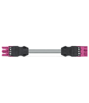 pre-assembled interconnecting cable; Eca; Socket/plug; 3-pole; Cod. B; 1 m; 1,00 mm²; pink