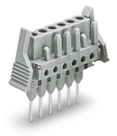 Female connector for rail-mount terminal blocks; 0.6 x 1 mm pins; straight; Locking lever; Pin spacing 5 mm; 19-pole; gray