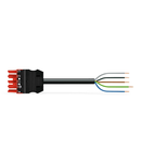 pre-assembled connecting cable; Eca; Socket/open-ended; 5-pole; Cod. P; H05Z1Z1-F 5G 1.5 mm²; 7 m; 1,50 mm²; red