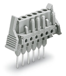 Female connector for rail-mount terminal blocks; 0.6 x 1 mm pins; straight; Locking lever; Pin spacing 5 mm; 15-pole; gray