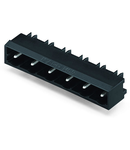 THR male header; 1.2 x 1.2 mm solder pin; angled; Pin spacing 7.5 mm; 6-pole; black