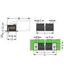 THR male header; 1.0 x 1.0 mm solder pin; angled; in tape-and-reel packaging; Pin spacing 5.08 mm; 3-pole; black