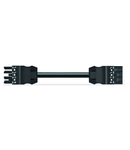 pre-assembled interconnecting cable; Cca; Socket/plug; 4-pole; Cod. A; 1 m; 1,50 mm²; black
