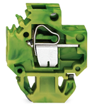 Ground conductor feedthrough terminal block; Conductor/solder/crimp quick disconnect terminal; Plate thickness: 1.5 mm; 4 mm²; Pin spacing 6 mm; 1-pole; CAGE CLAMP®; 4,00 mm²; green-yellow