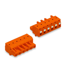 1-conductor female plug; push-button; Snap-in mounting feet; 2.5 mm²; Pin spacing 7.62 mm; 4-pole; 2,50 mm²; orange