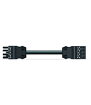 pre-assembled interconnecting cable; B2ca; Socket/plug; 4-pole; Cod. A; 4m; 1,50 mm²; black