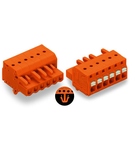 1-conductor female plug; push-button; Snap-in mounting feet; 2.5 mm²; Pin spacing 5.08 mm; 18-pole; 2,50 mm²; orange