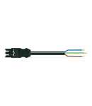 pre-assembled connecting cable; B2ca; Socket/open-ended; 3-pole; Cod. A; 2 m; 2,50 mm²; black