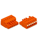 1-conductor female plug; push-button; with integrated end plate; 2.5 mm²; Pin spacing 5.08 mm; 9-pole; 2,50 mm²; orange