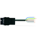 pre-assembled connecting cable; Plug/open-ended; 5-pole; Cod. A; H05Z1Z1-F 5G 4.0 mm²; 8 m; 4,00 mm²; black