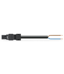 pre-assembled connecting cable; Eca; Plug/open-ended; 2-pole; Cod. A; H05Z1Z1-F 2 x 1,50 mm²; 5 m; 1,50 mm²; black