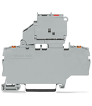 2-conductor fuse terminal block; with pivoting fuse holder; with additional jumper position; for 5 x 20 mm miniature metric fuse; with push-button; with blown fuse indication by LED; 120 V; for DIN-rail 35 x 15 and 35 x 7.5; 2.5 mm²; Push-in CAGE CLAMP®; 