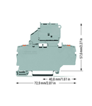 2-conductor fuse terminal block; with pivoting fuse holder; with additional jumper position; for 5 x 20 mm miniature metric fuse; with push-button; without blown fuse indication; for DIN-rail 35 x 15 and 35 x 7.5; 2.5 mm²; Push-in CAGE CLAMP®; 2,50 mm²; g