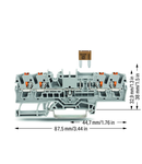 4-conductor fuse terminal block; for mini-automotive blade-style fuses; per DIN 7258-3f, ISO 8820-3; with test option; with push-button; without blown fuse indication; 2.5 mm²; Push-in CAGE CLAMP®; 2,50 mm²; gray