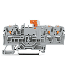 3-conductor disconnect/test terminal block; with push-button; with test option; orange disconnect link; for DIN-rail 35 x 15 and 35 x 7.5; 2.5 mm²; Push-in CAGE CLAMP®; 2,50 mm²; blue