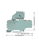 3-conductor fuse terminal block; with pivoting fuse holder; and end plate; for 5 x 20 mm miniature metric fuse; with push-button; without blown fuse indication; for DIN-rail 35 x 15 and 35 x 7.5; 2.5 mm²; Push-in CAGE CLAMP®; 2,50 mm²; gray