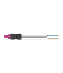 pre-assembled connecting cable; Eca; Socket/open-ended; 2-pole; Cod. B; Control cable 2 x 1.5 mm²; 7 m; 1,50 mm²; pink