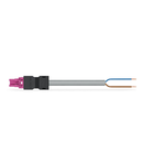 pre-assembled connecting cable; Eca; Socket/open-ended; 2-pole; Cod. B; Control cable 2 x 1.5 mm²; 6 m; 1,50 mm²; pink