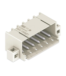 THT male header; 1.4 mm Ø solder pin; angled; clamping collar; Pin spacing 5 mm; 12-pole; light gray