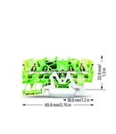 4-conductor ground terminal block; 2.5 mm²; suitable for Ex e II applications; side and center marking; for DIN-rail 35 x 15 and 35 x 7.5; Push-in CAGE CLAMP®; 2,50 mm²; green-yellow