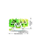 3-conductor ground terminal block; 2.5 mm²; suitable for Ex e II applications; side and center marking; for DIN-rail 35 x 15 and 35 x 7.5; Push-in CAGE CLAMP®; 2,50 mm²; green-yellow