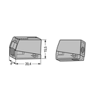 Lighting connector; push-button on lighting side; Lighting side: for all conductor types; Inst. side: for solid conductors; 224 Series; max. 2.5 mm²; Surrounding air temperature: max 60°C; 2,50 mm²; gray