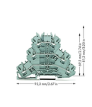Triple-deck terminal block; Through/through/through terminal block; L/L/L; without marker carrier; suitable for Ex e II applications; for DIN-rail 35 x 15 and 35 x 7.5; 2.5 mm²; Push-in CAGE CLAMP®; 2,50 mm²; gray