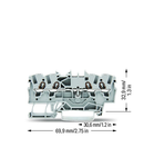 4-conductor through terminal block; 1.5 mm²; suitable for Ex e II applications; side and center marking; for DIN-rail 35 x 15 and 35 x 7.5; Push-in CAGE CLAMP®; 1,50 mm²; gray